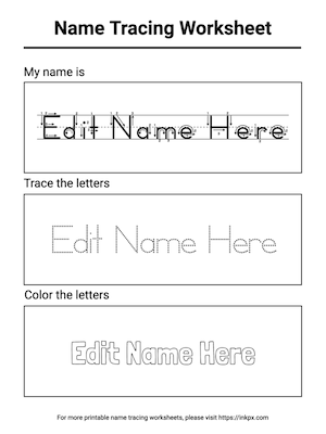 Free Printable Name Tracing and Coloring Worksheet