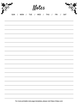 Free Printable Flower Corner Note Page Template