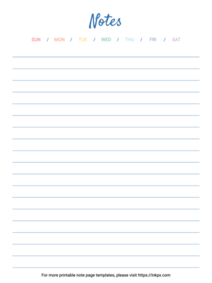 Free Printable Simple Style Rainbow Note Page Template