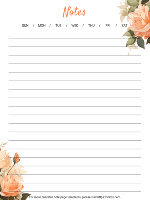 Free Printable Rose Note Page Template