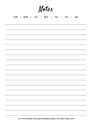 Free Printable Simple Style Black and White Note Page Template