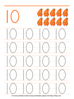 Free Printable Count & Trace Number 10 Tracing Worksheet