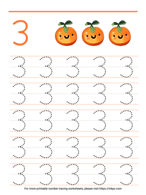 Free Printable Count & Trace Number 3 Tracing Worksheet