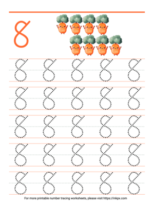 Free Printable Count & Trace Number 8 Tracing Worksheet
