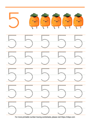 Free Printable Count & Trace Number 5 Tracing Worksheet