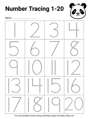 Printable Table Style 1-20 Number Tracing Worksheet