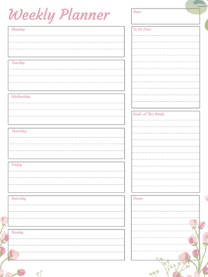 Printable Floral Weekly Planner with To Do List