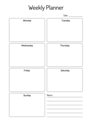 Free Printable Black and White Style Weekly Planner