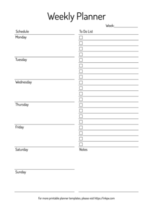 Printable Simple Weekly Planner with To Do List