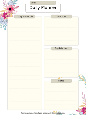 Free Printable Flower Style Daily Planner Template