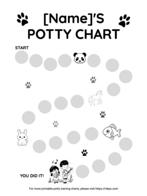 Free Editable Black and White Style Potty Training Chart