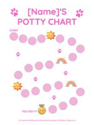 Free Editable Simple Pink Color Potty Training Chart Template