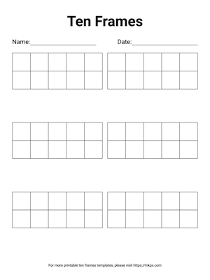 Free Printable Ten Frame (Sextuple)