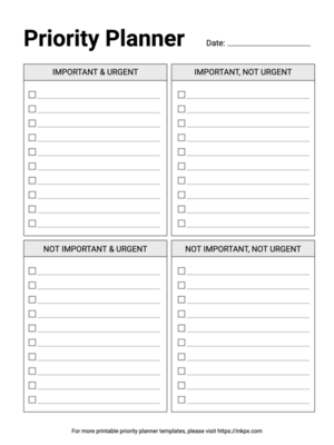 Free Printable Simple Daily Priority Planner Template