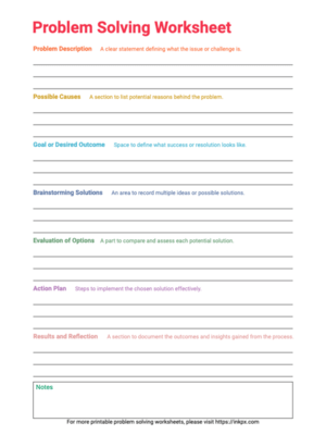 Problem Solving Worksheets