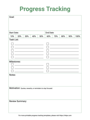 Free Printable Colored Simple Progress Tracking Template