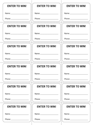Free Printable Simple Raffle Ticket Template(Name & Phone)