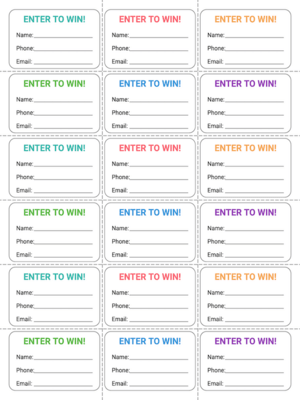 Free Printable Colorful Simple Raffle Ticket Template