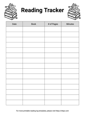 Free Printable Black and White Reading Tracker Template