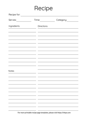 Printable Blank Recipe Page Template