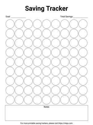 Free Printable Minimalist Cicle Style Black and White Saving Tracker Template