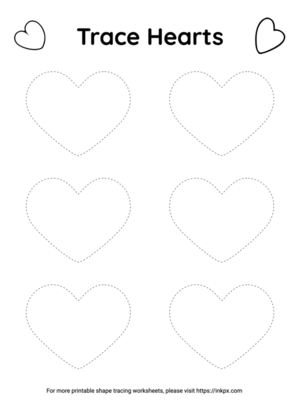 Free Printable Simple Heart Shape Tracing Worksheet