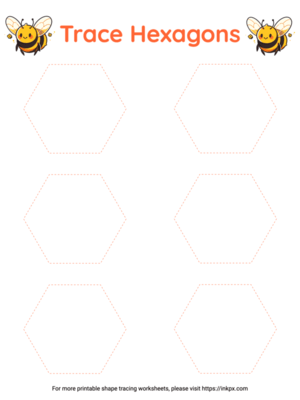 Free Printable Colorful Hexagon Shape Tracing Worksheet