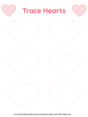 Free Printable Colorful Heart Shape Tracing Worksheet