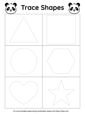 Free Printable Black and White Grid Style Shape Tracing Worksheets