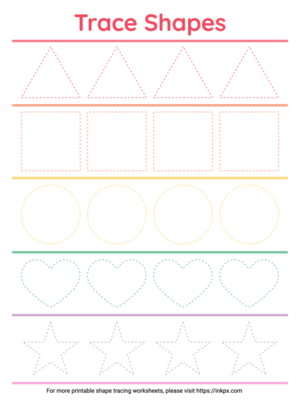 Printable Colorful Simple Shape Tracing Worksheet