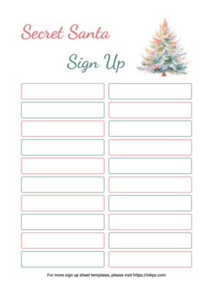 Free Printable Round Rectangle Style Secret Santa Sign Up Sheet