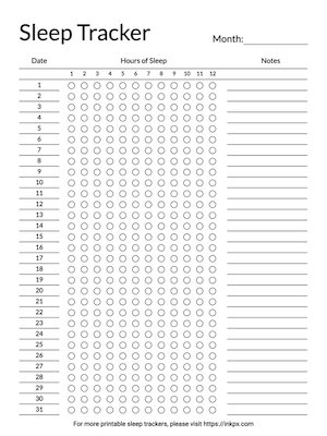 Printable Simple Open Border Sleep Tracker with Notes