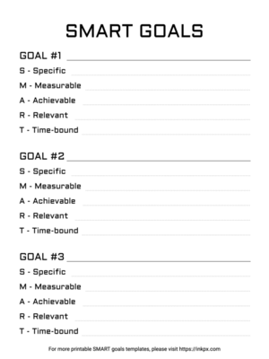 Free Printable Triple Black and White SMART Goals Template