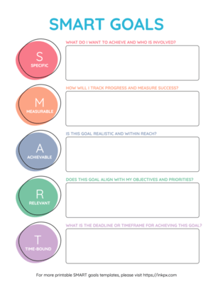 Free Printable Simple Colorful SMART Goals Template