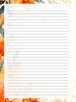 Printable Summer Flower Lined Stationery Paper Template