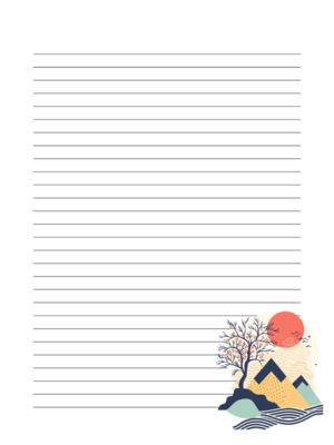 Printable Japanese Motifs Stationery Paper Template