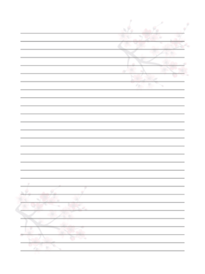 Printable Japanese Cherry Blossom Background Stationery Paper Template