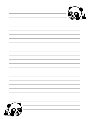 Printable Cute Panda Stationery Paper