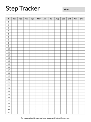 Free Printable Simple Table Style Yearly Step Tracker