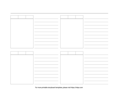 Free Printable Blank Simple Table with Lines Landscape Storyboard Template