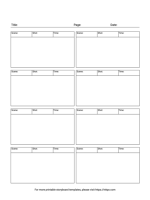 Free Printable Simple Table Storyboard Template