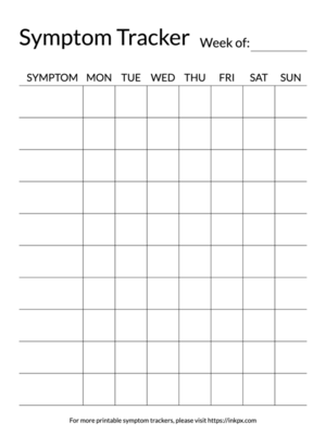 Free Printable Simple Weekly Symptom Tracker