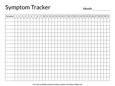 Free Printable Simple Monthly Symptom Tracker