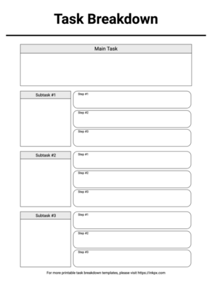 Free Printable Minimalist Task Breakdown Planner Template