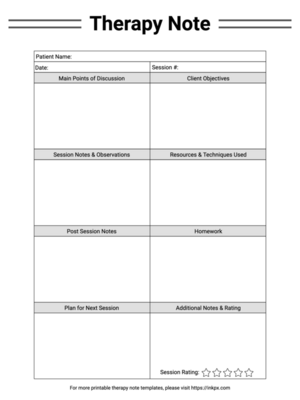Free Printable Therapy Session Note