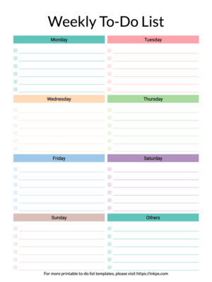 Printable Colorful Weekly To Do List Template