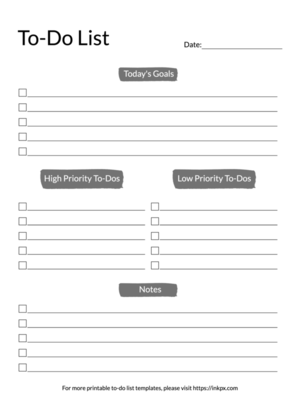 Printable Simple Daily To-Do List Template with Goals