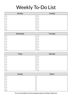 Printable Simple Table Style Weekly To Do List Template