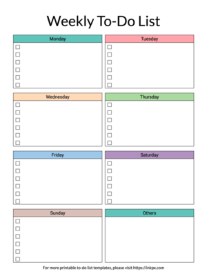 Printable Colorful Table Style Weekly To Do List Template