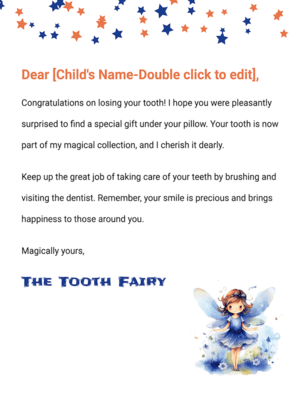 Free Printable Minimalist Colorful Tooth Fairy Letter Template